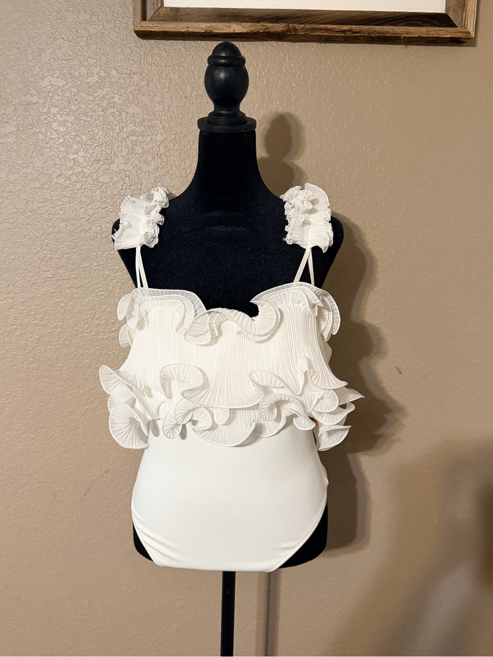 Free People White Ruffle Layered Bodysuit